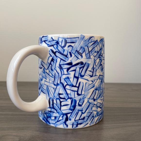 Hand Painted Textured Cross Hatch Abstract Mug - Picture 6 of 8
